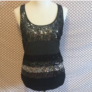 Black & Silver Sequin Racerback Tank